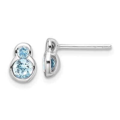 Polished Swiss Blue Topaz Post Earrings Sterling Silver Rhodium-Plated QE17774BT, MPN: QE17774BT,