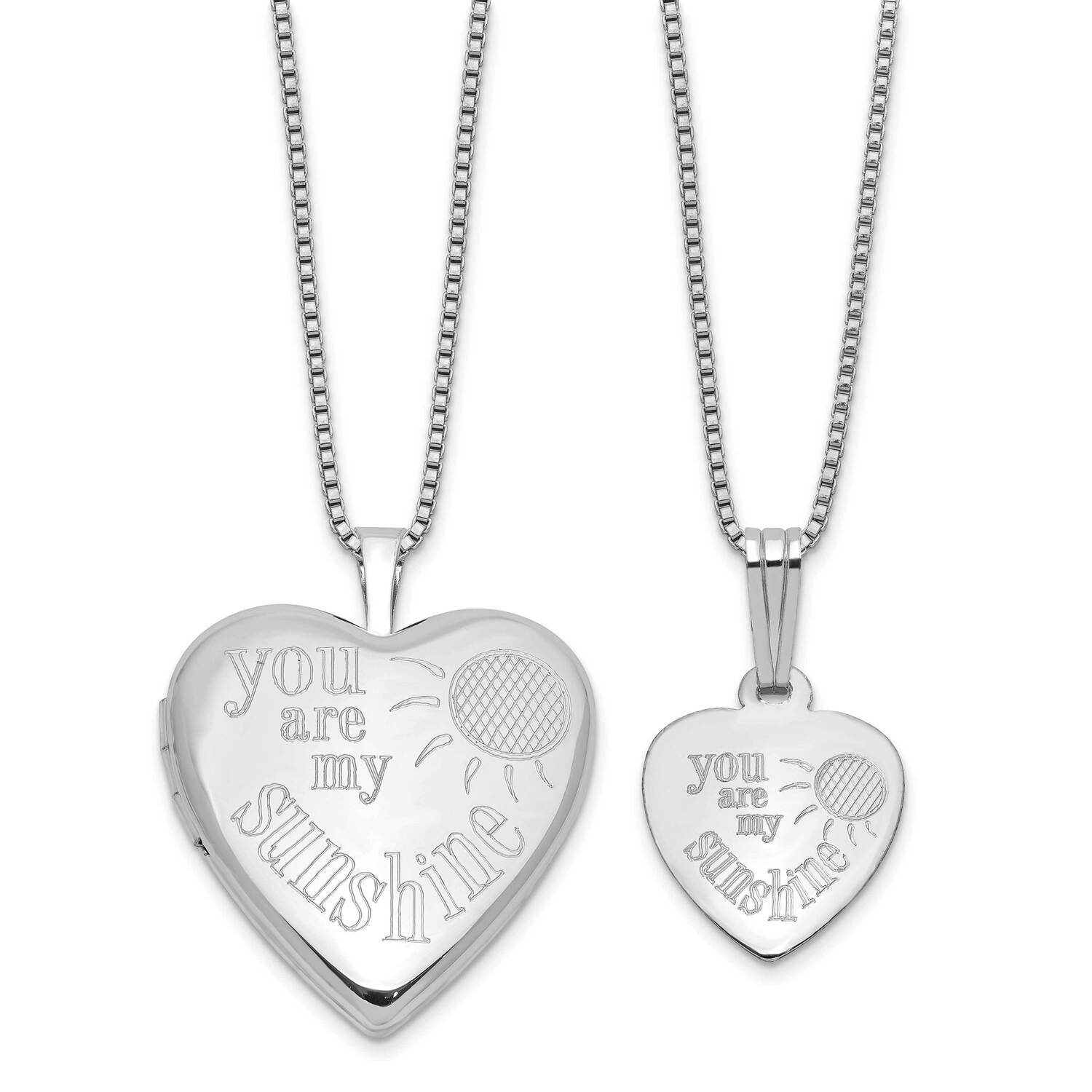 Rh-Plated You Are My... 20mm 12mm Locket Pendant Set Sterling Silver QLS1191SET, MPN: QLS1191SET,