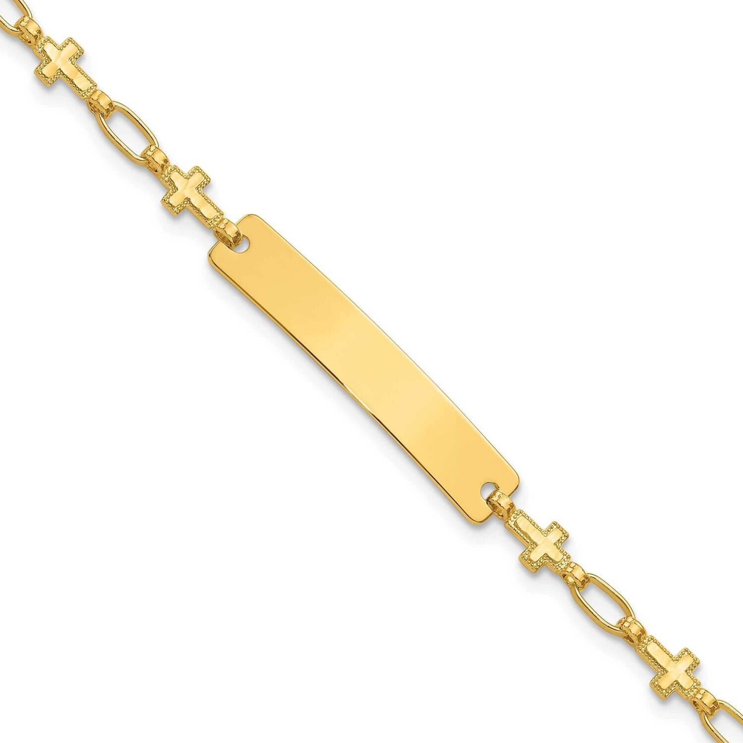 Gold-Tone 7.5 Inch Cross Id Bracelet Sterling Silver QID247GP-7.5, MPN: QID247GP-7.5,