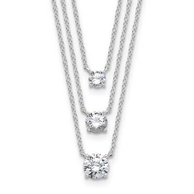 CZ 3-Str14.5 Inch 2 Inch Extension Necklace Sterling Silver Rhodium-Plated QG6638-14.5, MPN: QG6638…