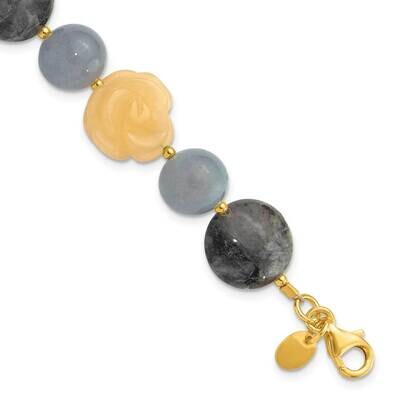 Gold-Plated Agate Labradorite Jade 1 Inch Extender Bracelet Sterling Silver QH5714-7.25, MPN: QH571…
