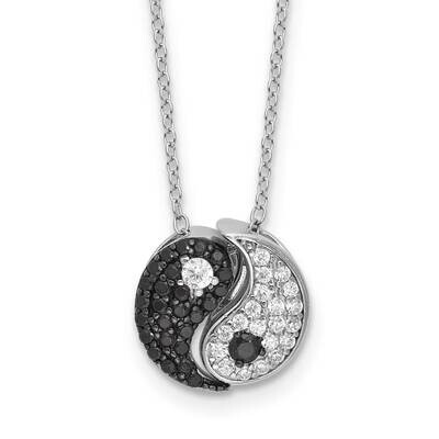 Rh-Plated Black/White CZ Yin Yang 16 Inch 2 Inch Extender Necklace Sterling Silver QG6669-16, MPN: …