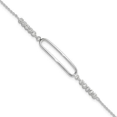 CZ 7 Inch .75 Inch Extender Bracelet Sterling Silver Rhodium-Plated QG6445-7, MPN: QG6445-7,
