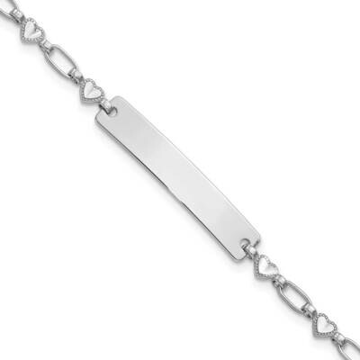 6.5 Inch Hearts Children&#39;s Id Bracelet Sterling Silver Rhodium-Plated QID246-6.5, MPN: QID246-6.5,