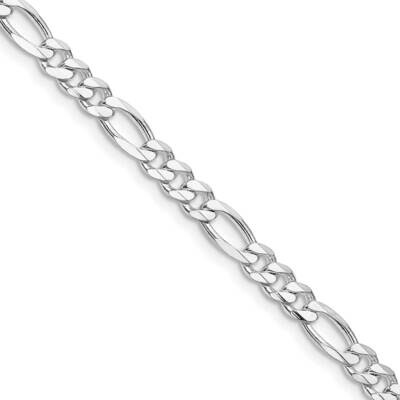 4.5mm Figaro Chain 24 Inch Sterling Silver Rhodium-Plated QFG120R-24, MPN: QFG120R-24,