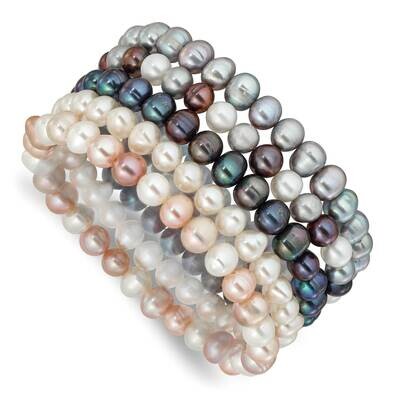 6-7mm Fwc Pearl 5Pc Grey White Black Pink Stretch 5 Bracelet Set QH5761SET, MPN: QH5761SET,