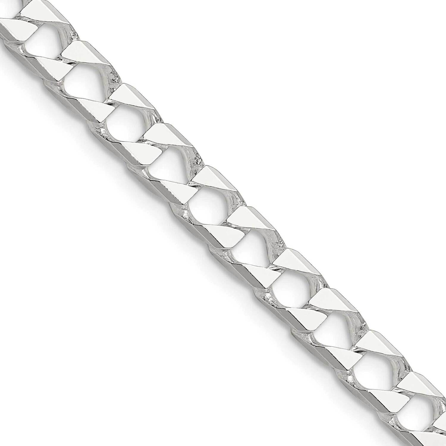 Diamond-Cut 5.75mm Flat Curb Link Chain 20 Inch Sterling Silver Polished QFOC200-20, MPN: QFOC200-2…