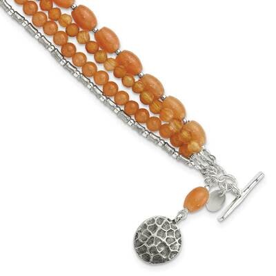 Oxidized Aventurine Carnelian 4-Str8 Inch Bracelet Sterling Silver QH5682-8, MPN: QH5682-8,