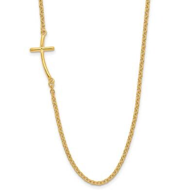 Yellow Gold-Plated Small Off-Set Sideways Curved Cross Necklace  Sterling Silver QG3465Y-19, MPN: Q…