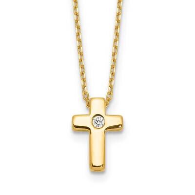 Gold-Tone CZ Cross 13 Inch 2 Inch Extender Necklace Sterling Silver QG6568GP-13, MPN: QG6568GP-13,