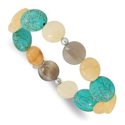 Jade Recon Magnesite Sardonyx Stretch Bracelet Sterling Silver QH5704, MPN: QH5704,