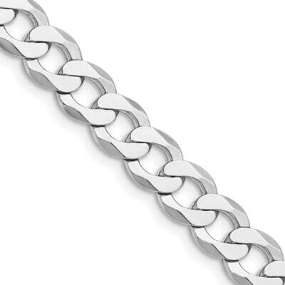 8mm Flat Curb Chain 20 Inch Sterling Silver Rhodium-Plated QLB200R-20, MPN: QLB200R-20,