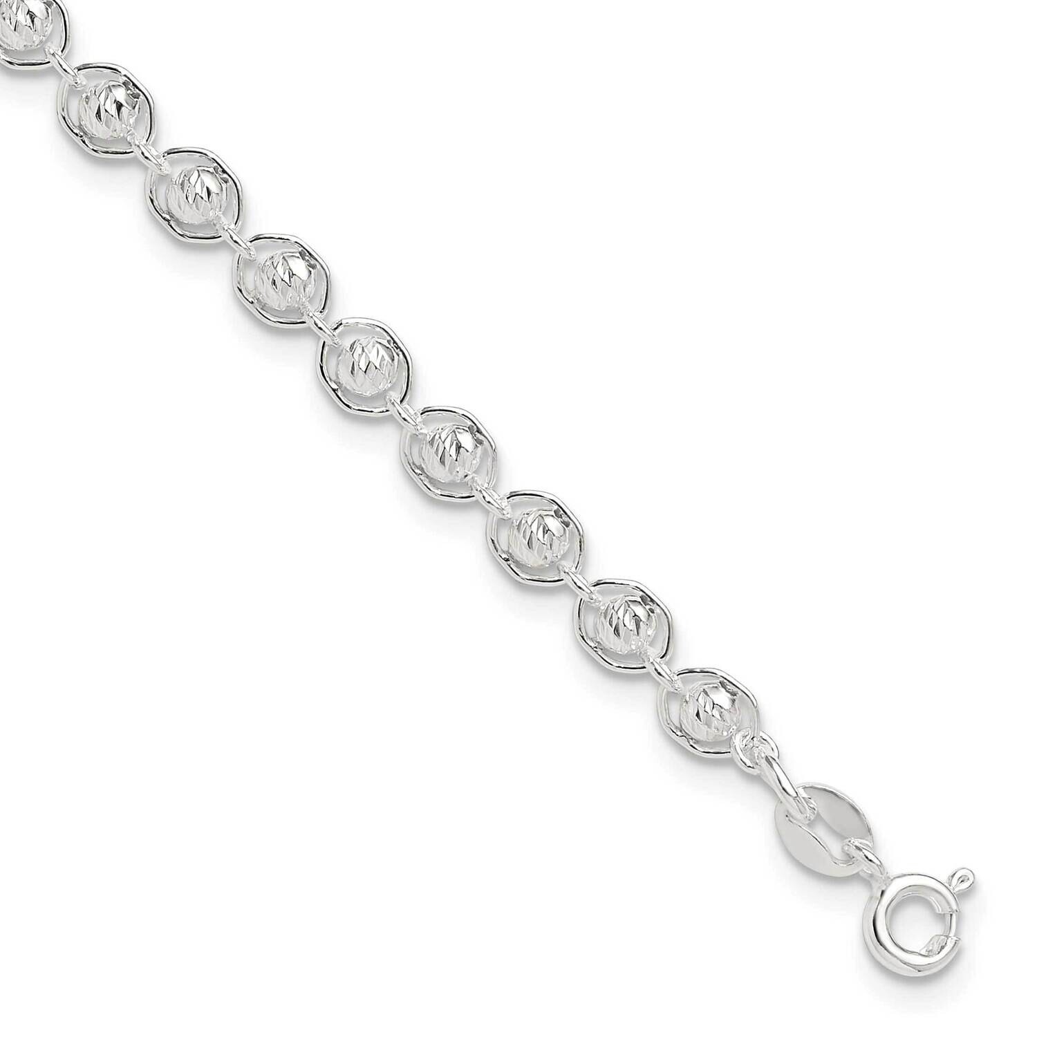 Diamond Cut Beaded Bracelet 7.5 Inch Sterling Silver Polished QG6527-7.5, MPN: QG6527-7.5,