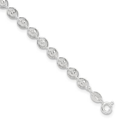 Diamond Cut Beaded Bracelet 7.5 Inch Sterling Silver Polished QG6527-7.5, MPN: QG6527-7.5,