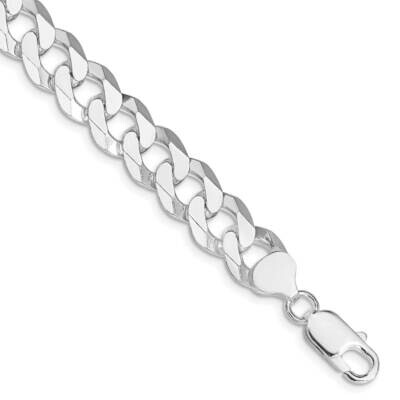10.6mm Beveled Curb Chain 10 Inch Sterling Silver Rhodium-Plated QFB250R-10, MPN: QFB250R-10,