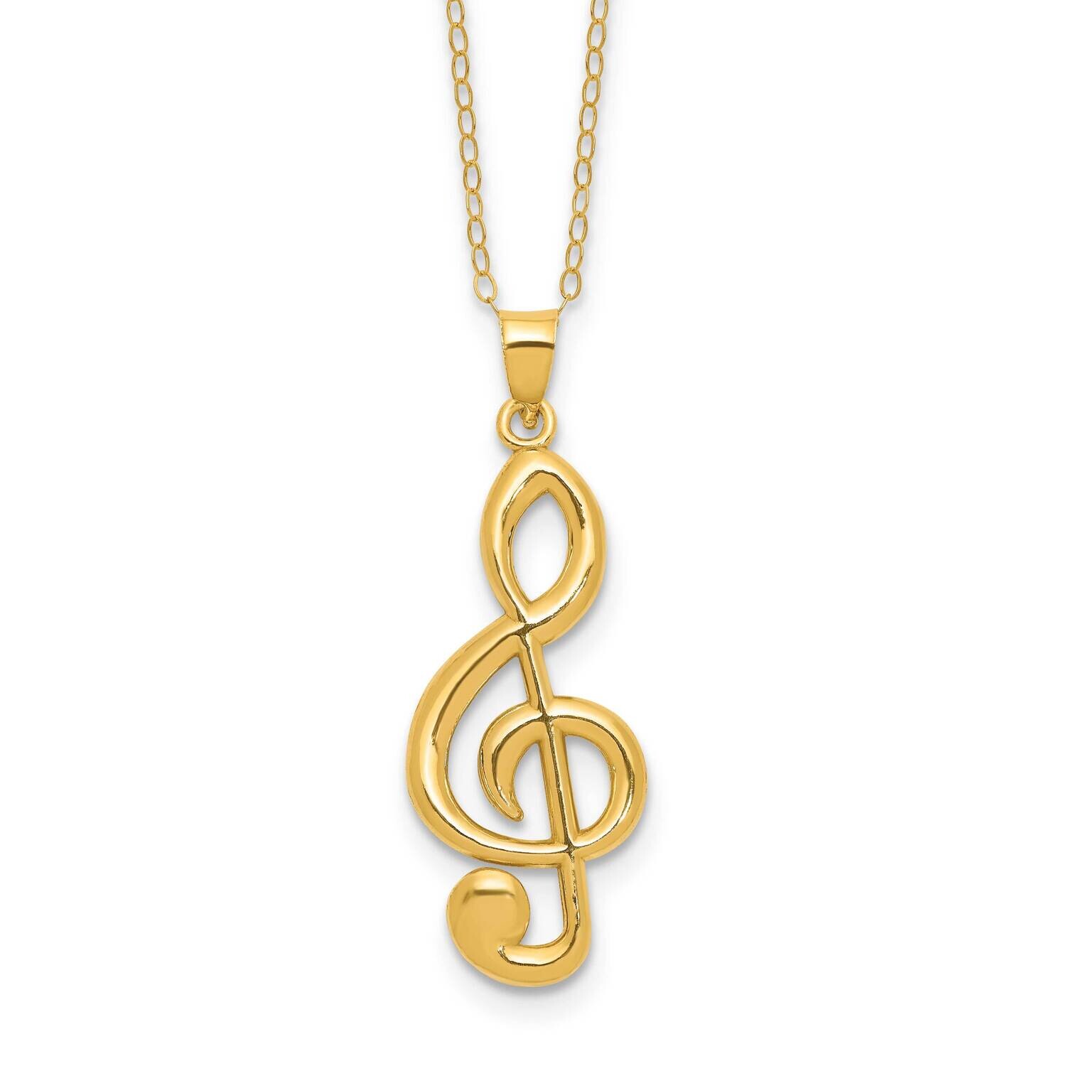 Gold-Tone 16 Inch 2 Inch Extender Treble Clef Necklace Sterling Silver QG6688GP-16