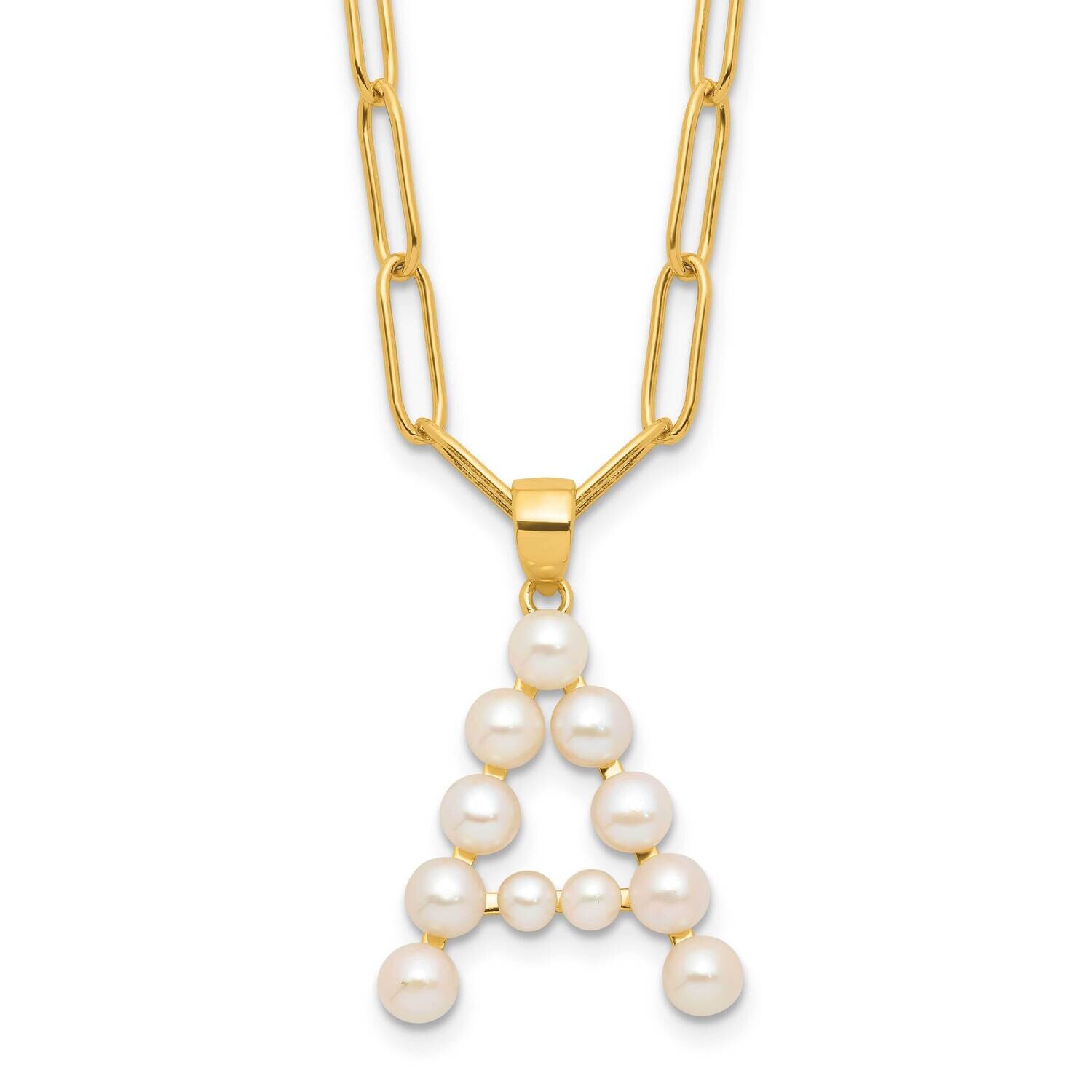 Gold-Plated 3-5.5mm Fwc Pearl Letter A 18 Inch Necklace Sterling Silver QH5808GPA-18, MPN: QH5808GP…