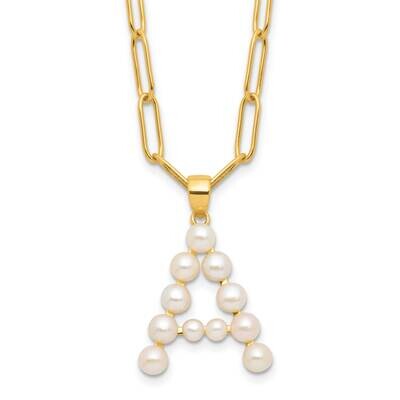 Gold-Plated 3-5.5mm Fwc Pearl Letter A 18 Inch Necklace Sterling Silver QH5808GPA-18, MPN: QH5808GP…