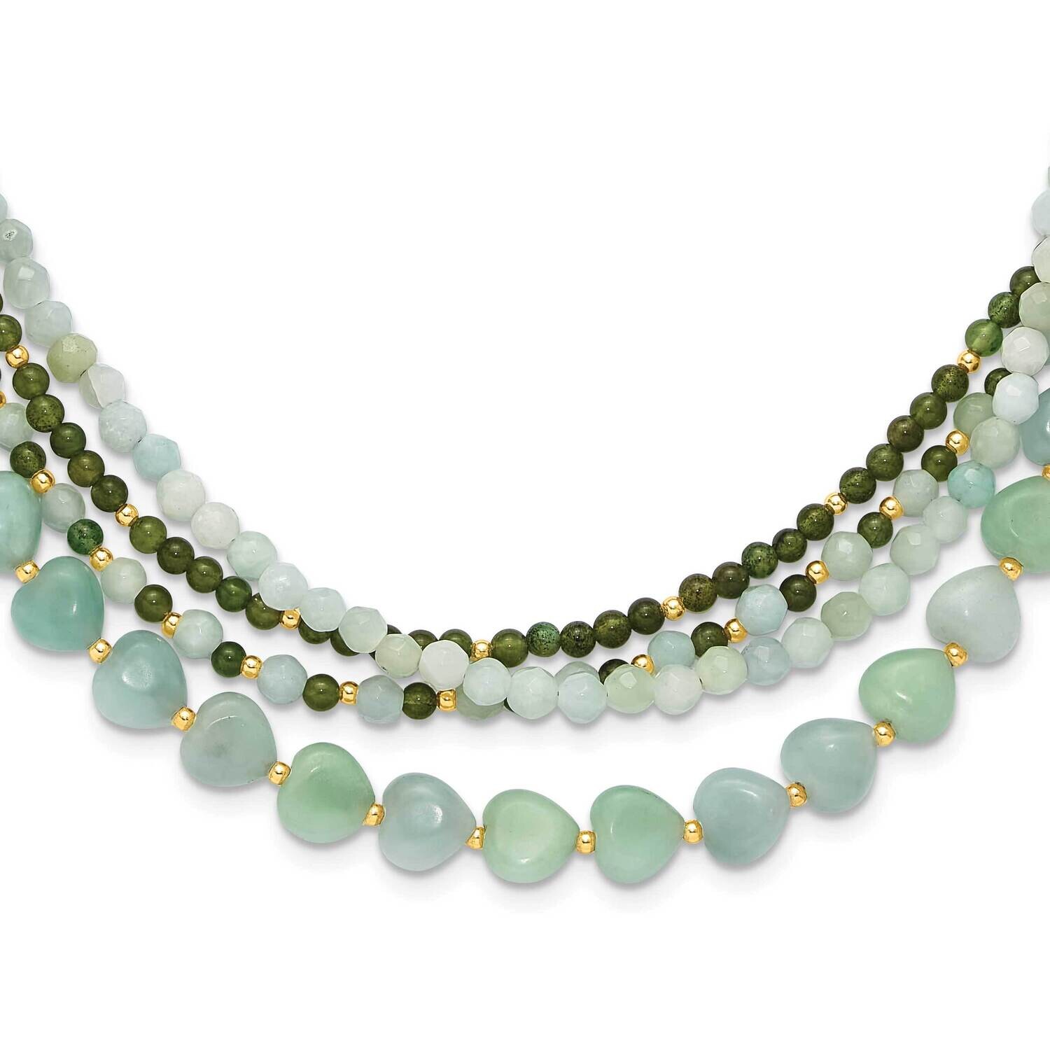 Gold-Plated Amazonite Adj. 17 Inch Or 40In Necklace Sterling Silver QH5834, MPN: QH5834,