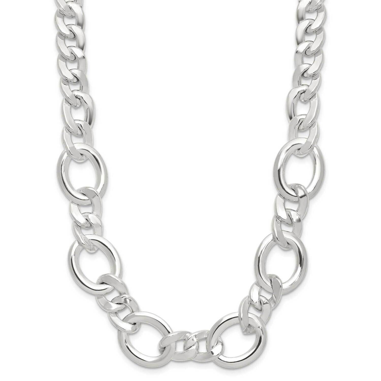 Fancy Link Necklace Sterling Silver Polished QG6500-18, MPN: QG6500-18,