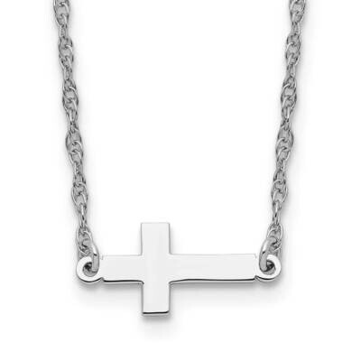 Small Sideways Cross Necklace Sterling Silver Rhodium-Plated QG3469-18, MPN: QG3469-18, 191101642050
