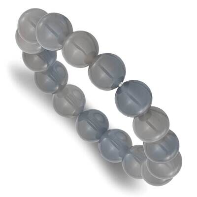 Grey Agate 12mm Beaded Stretch Bracelet QH5754, MPN: QH5754,