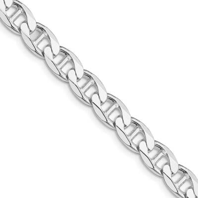 7.4mm Flat Cuban Anchor Chain 24 Inch Sterling Silver Rhodium-Plated QFAN200R-24, MPN: QFAN200R-24,