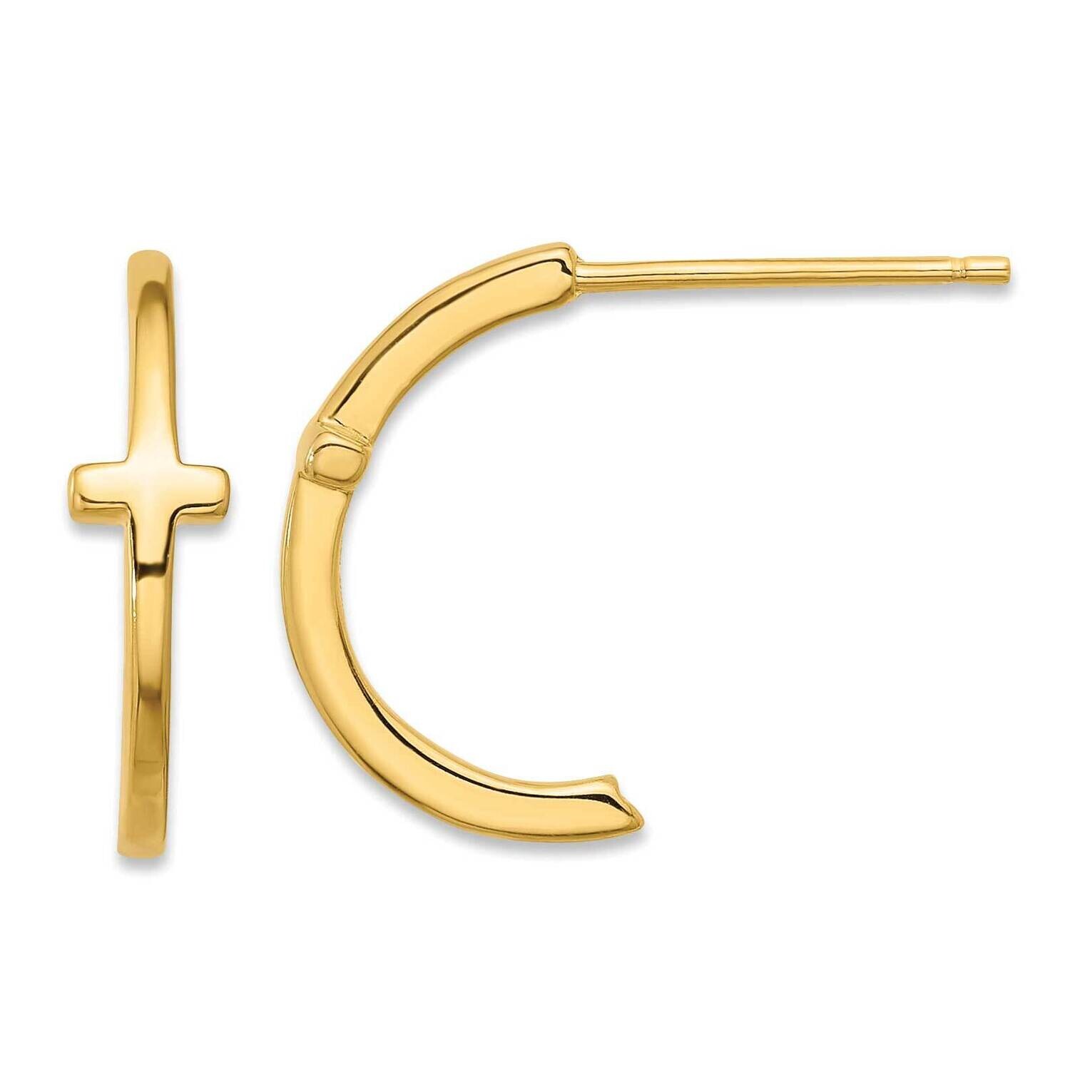 Gold-Tone Polished Cross Post J-Hoop Earrings Sterling Silver QE17690GP, MPN: QE17690GP,