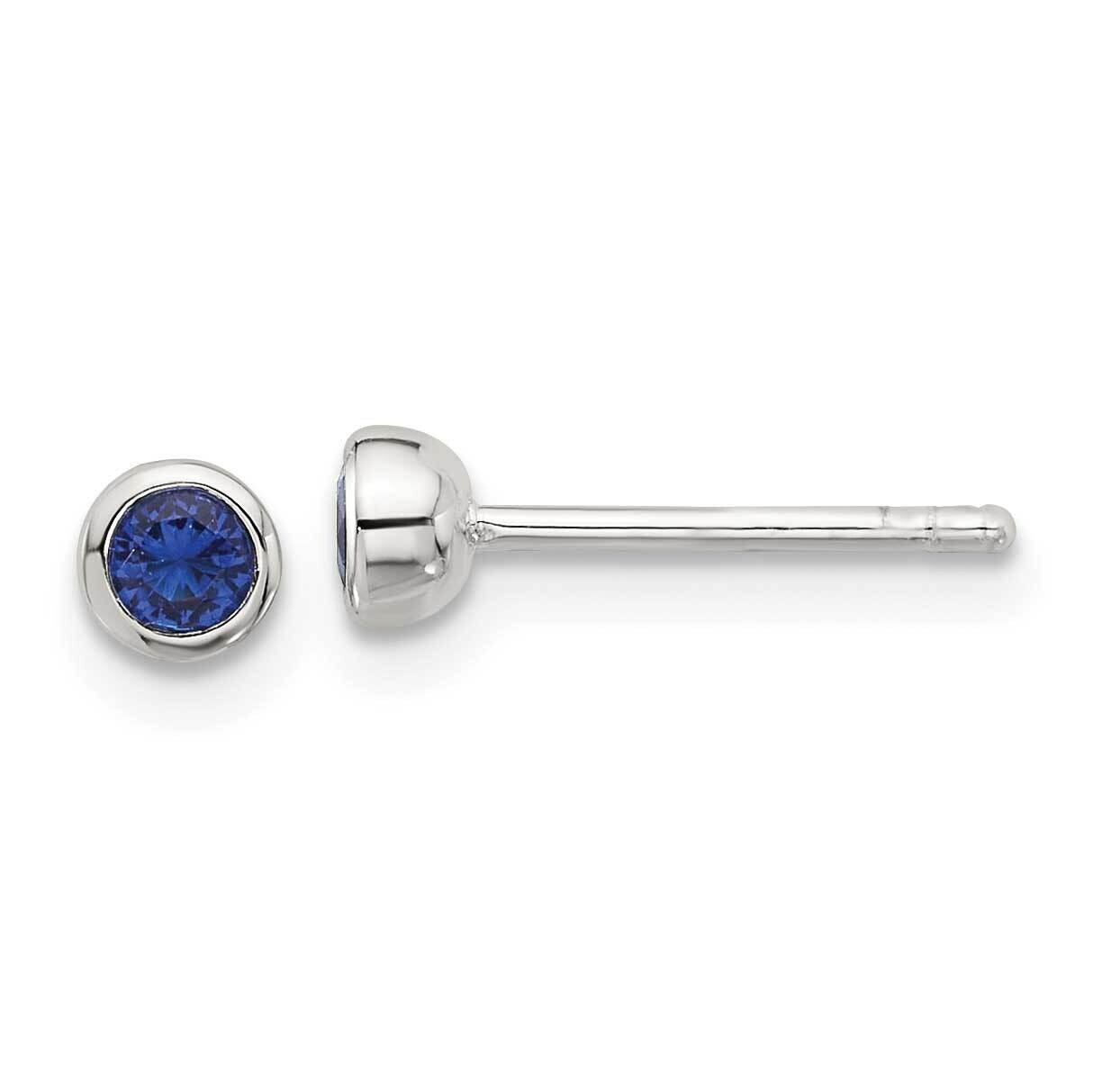 E-Coated Polished Dark Blue CZ Bezel Stud Earrings Sterling Silver QE17461, MPN: QE17461,