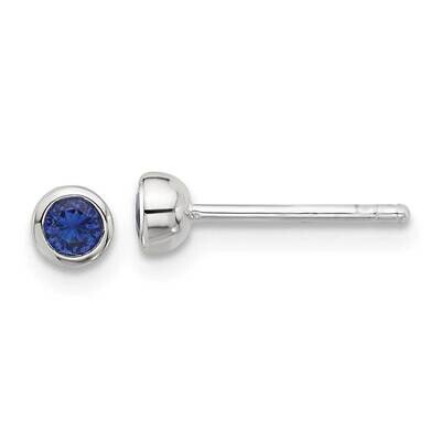 E-Coated Polished Dark Blue CZ Bezel Stud Earrings Sterling Silver QE17461, MPN: QE17461,