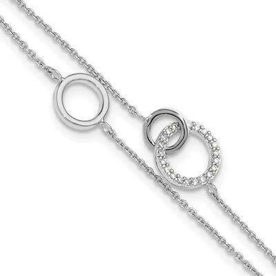 Rh-Plated CZ Double StrCircles 1.25 Inch Extension Bracelet Sterling Silver QG6440-6.5, MPN: QG6440…
