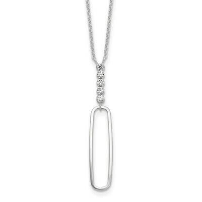 E-Coated CZ Dangle 17.5 Inch Necklace Sterling Silver QG6661-17.5, MPN: QG6661-17.5,