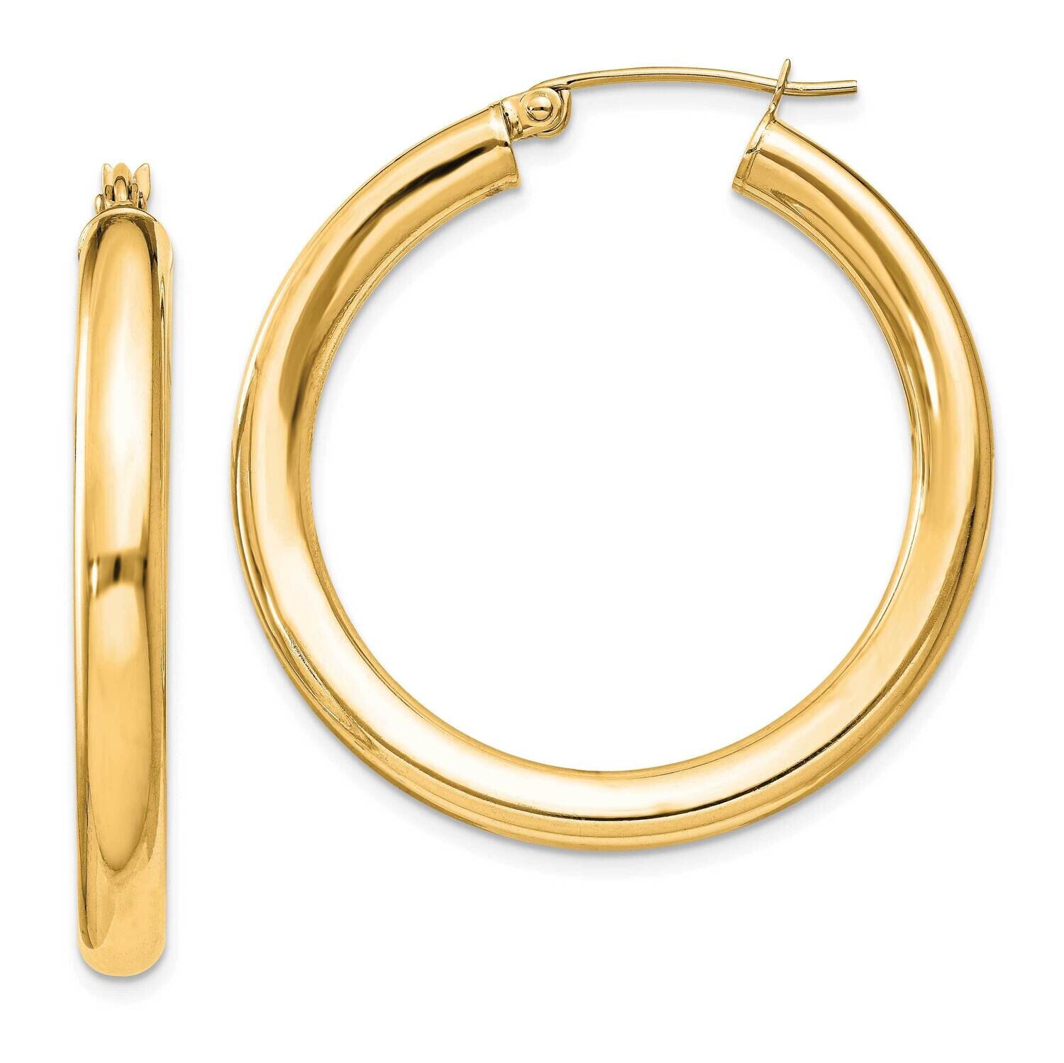 Flash Gold-Plated 4mm Round Hoop Earrings Sterling Silver QE816GP, MPN: QE816GP,