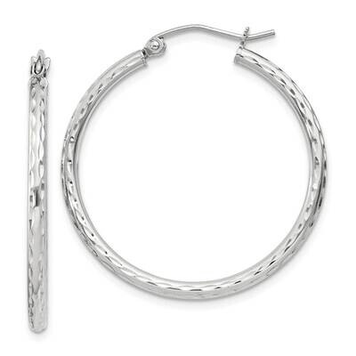 2mm Diamond Cut Hoop Earrings Sterling Silver QE4462SP, MPN: QE4462SP,