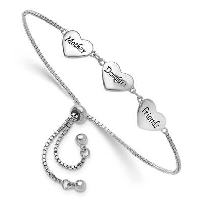 Rh-Plated Enamel Mother Daughter Friends Bracelet Sterling Silver QG6274, MPN: QG6274,