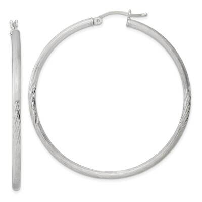 2.5mm Polished Satin Diamond-Cut Hoop Earrings Sterling Silver QE4432SP, MPN: QE4432SP,