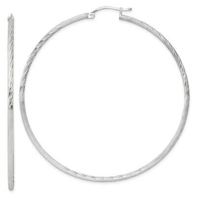 2mm Polished Satin Diamond-Cut Hoop Earrings Sterling Silver QE4426SP, MPN: QE4426SP,