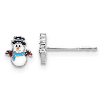 Enamel Snowman Children&#39;s Post Earrings Sterling Silver Rhodium-Plated QE17735, MPN: QE17735,