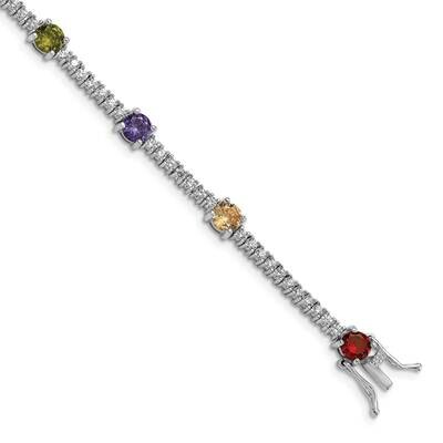 Prizma 7.5 Inch White Colorful Round CZ Bracelet Sterling Silver Rhodium-Plated QG5710-7.5, MPN: QG…