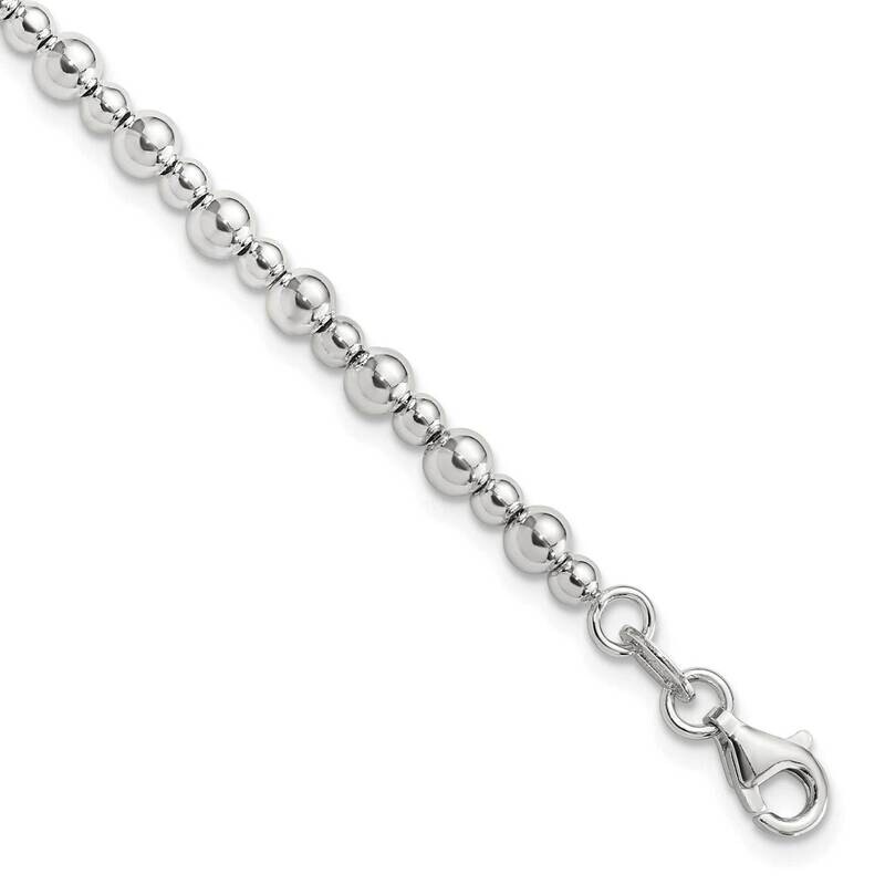 Beaded 7.5 Inch Bracelet Sterling Silver Rhodium-Plated QG6420-7.5, MPN: QG6420-7.5,