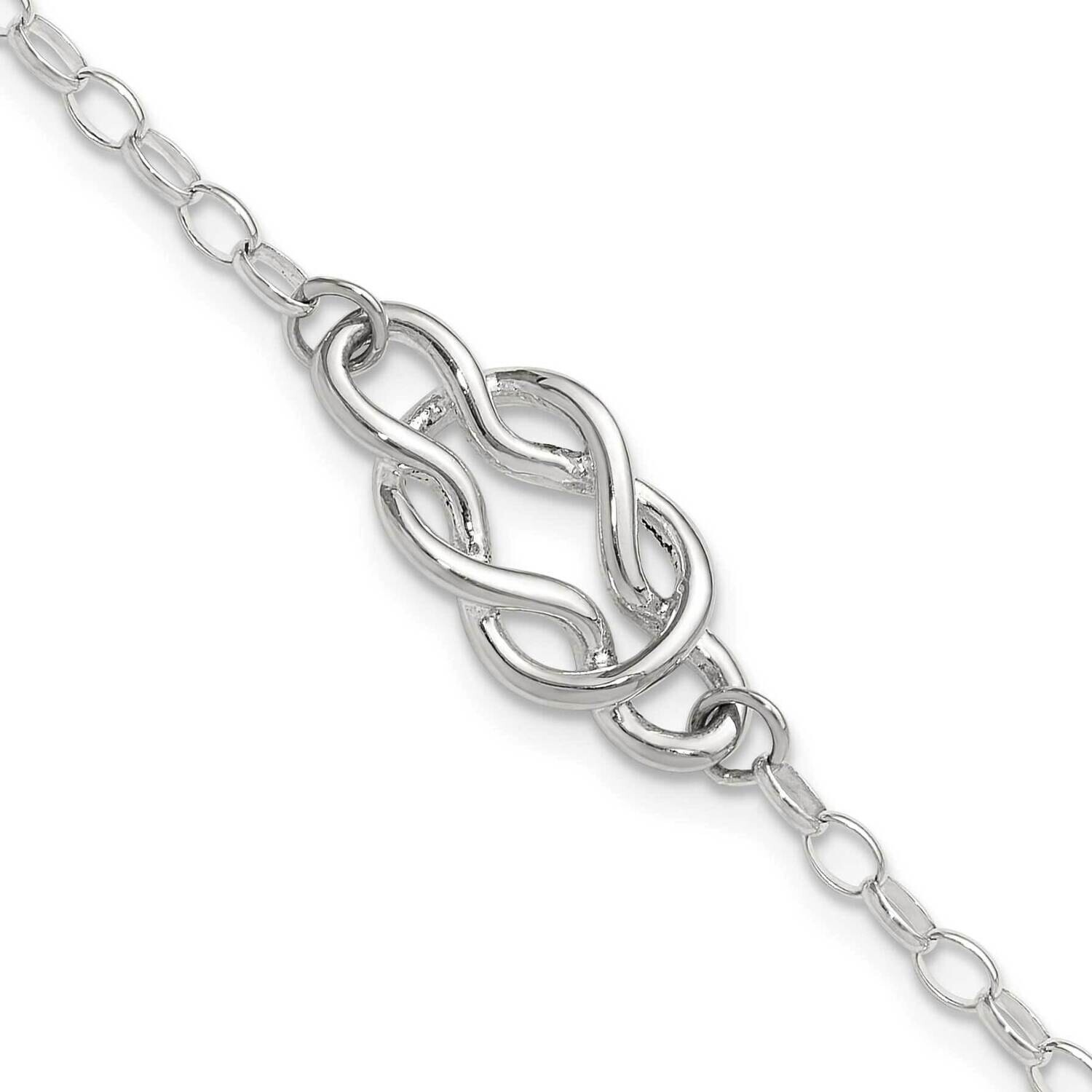Fancy Knot Link Bracelet 7.25 Inch Sterling Silver Polished QG6370-7.24, MPN: QG6370-7.24,