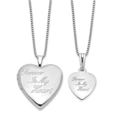 Rh-Plated Forever 20mm 12mm Locket Pendant Set Sterling Silver QLS1192SET, MPN: QLS1192SET,