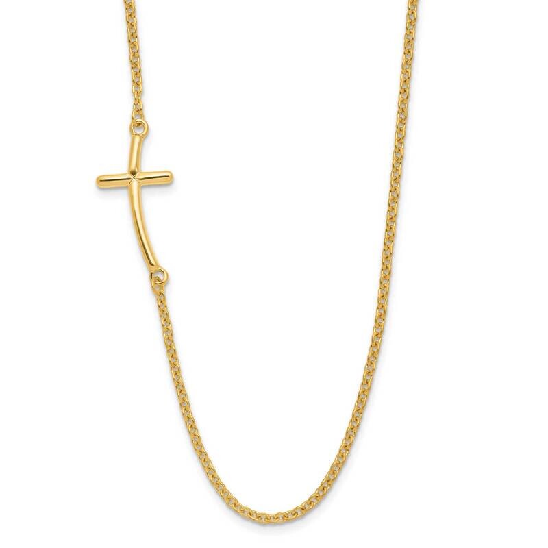 Yellow Gold-Plated Large Off-Set Sideways Curved Cross Necklace  Sterling Silver QG3466Y-19, MPN: Q…