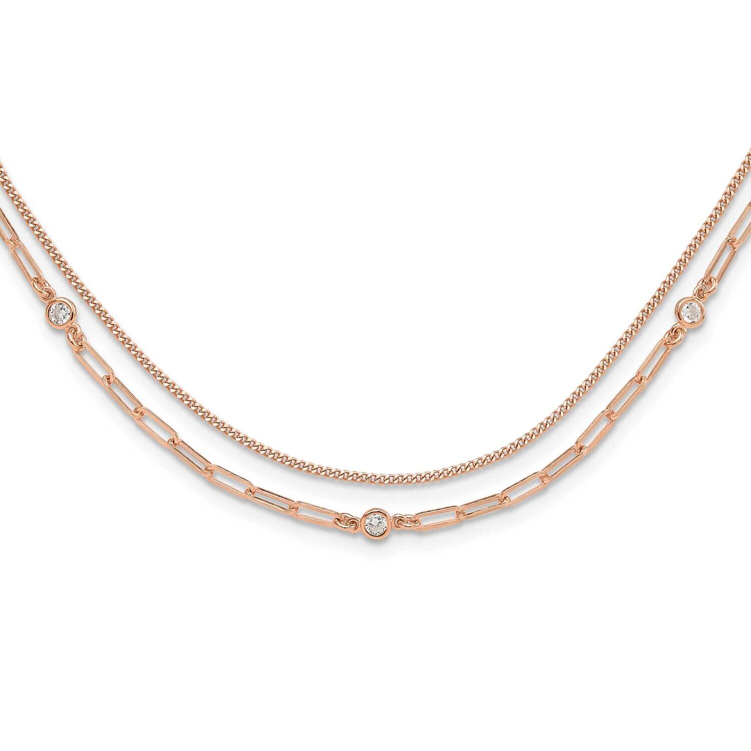 Rose Gold-Plated CZ 2 Str17 Inch 2 Inch Extender Necklace Sterling Silver QG6495RP-17, MPN: QG6495R…