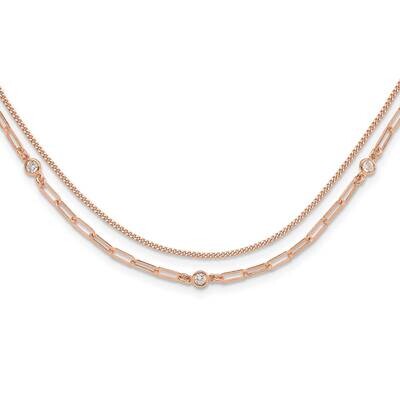 Rose Gold-Plated CZ 2 Str17 Inch 2 Inch Extender Necklace Sterling Silver QG6495RP-17, MPN: QG6495R…