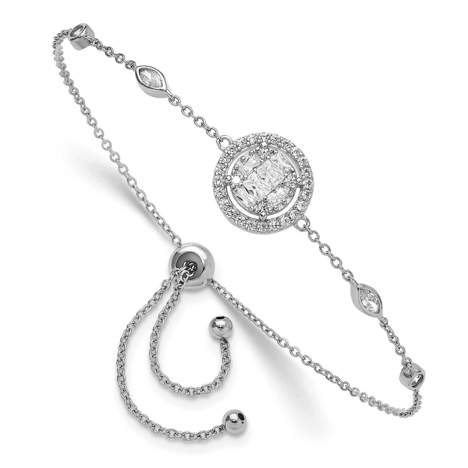 CZ Adjustable Bracelet Sterling Silver Rhodium-Plated QG6256, MPN: QG6256,