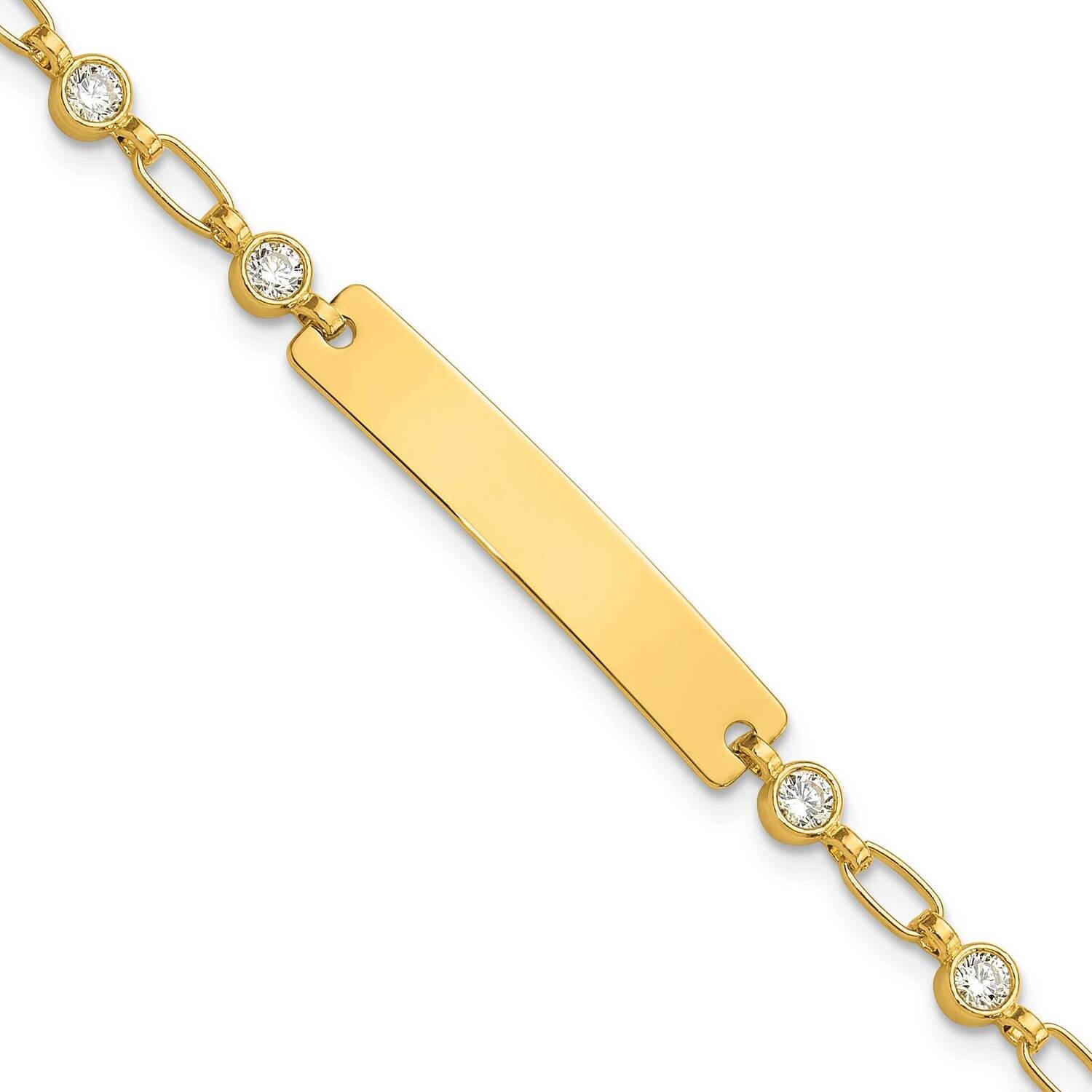 Gold-Tone 7.5 Inch Bezel CZ Id Bracelet Sterling Silver QID248GP-7.5, MPN: QID248GP-7.5,