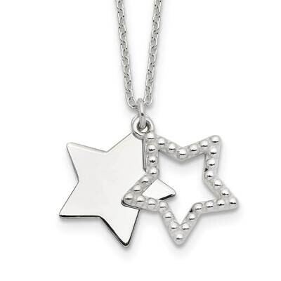 Beaded Cut-Out Star Pendant Necklace Sterling Silver Polished QG5686-16, MPN: QG5686-16, 1911019210…