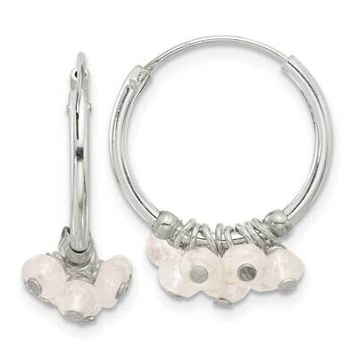 Moonstone Beaded Endless Round Hoop Earrings Sterling Silver Polished QE17281, MPN: QE17281,