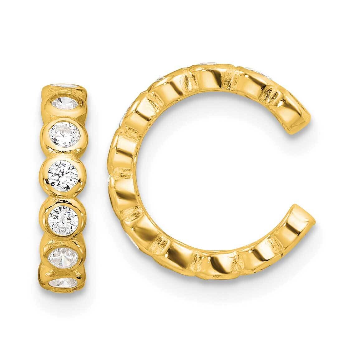 Flash Gold-Pltd Polished CZ Bezel Pair Of 2 Cuff Earrings Sterling Silver QE17087GP, MPN: QE17087GP,